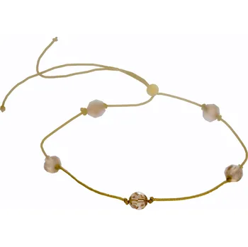 Náramek JSB bijoux s.r.o. Šňůrkový náramek a pět korálků Swarovski Light Colorado Topaz