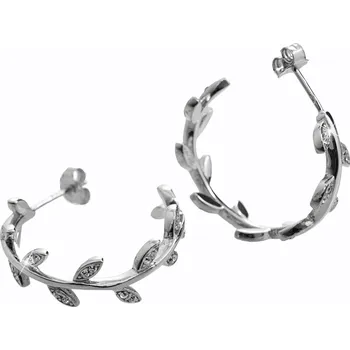 Módní doplněk JSB bijoux s.r.o. Stříbrné náušnice kreole lístečky s krystaly Swarovski Crystal (Stříbro 925/1000)