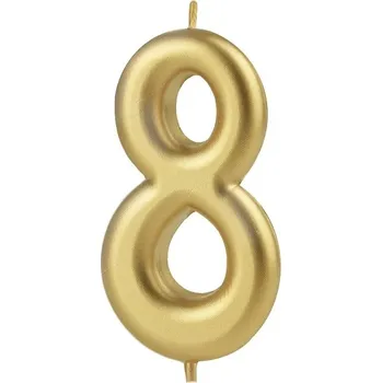 Dortová svíčka Svíčka narozeninová číslo "8" zlatá 7 cm