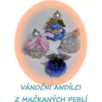 Vánoční dekorace KORÁLKOVÁ STAVEBNICE - VÁNOČNÍ ANDÍLCI Z MAČKANÝCH PERLÍ (2ks) (Andílci z mačkaných perlí PRECIOSA )