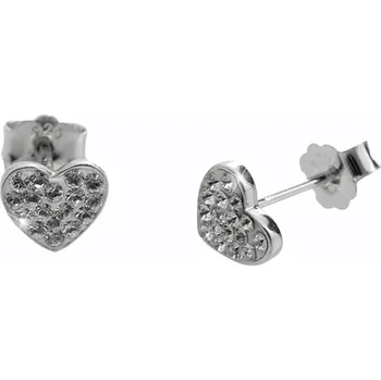 Náušnice JSB bijoux s.r.o. Stříbrné náušnice puzety malé srdíčko s krystaly Swarovski Crystal (Stříbro 925/1000)