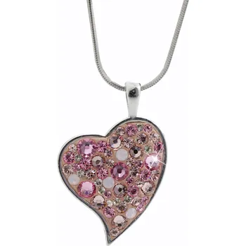 Módní doplněk JSB bijoux s.r.o. Stříbrný náhrdelník šikmé srdce s krystaly Swarovski Rose (Stříbro 925/1000)