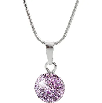 Náhrdelník JSB bijoux s.r.o. Stříbrný náhrdelník s přívěskem lentilky s krystaly Swarovski Violet (Stříbro 925/1000)