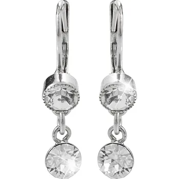 Módní doplněk JSB bijoux s.r.o. Stříbrné náušnice klapky a dva samostatné krystaly Swarovski Crystal (Stříbro 925/1000)