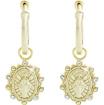 Módní doplněk JSB bijoux s.r.o. Pozlacené stříbrné náušnice klapky s madonou a s krystaly Swarovski Crystal (Stříbro 925/1000)