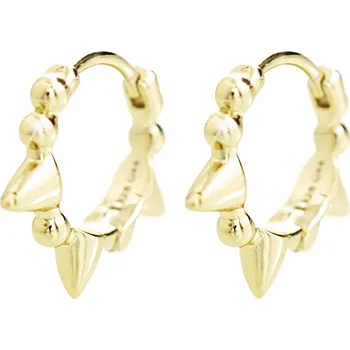 Módní doplněk JSB bijoux s.r.o. Pozlacené stříbrné náušnice kreole po obvodu ostny kovové bez krystalů (Stříbro 925/1000)