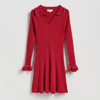 Dámské šaty Reserved - Šaty z límečkem - červená - 368HZ-33X - 368HZ-33X-XL