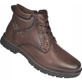 Dámská zimní obuv Pánské zimní zateplené boty Trapery na zip B-0758 hnědé kotníkové boty vel 44