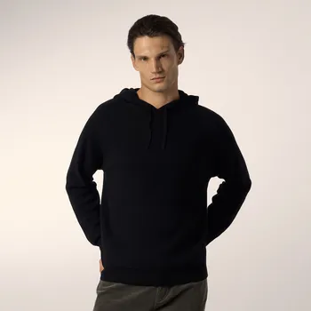 Pánský svetr Reserved - Vlněný svetr s kapucí - černý - 458GQ-99X - 458GQ-99X-S