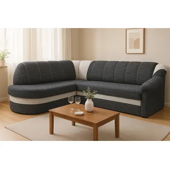 Sedací souprava Falco Rohová sedací souprava Sandra, rozkládací s úložným prostorem, levá, černo šedá/Berlin 02/10