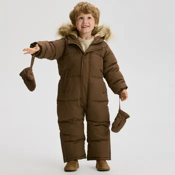 Reserved - Zateplená kombinéza s palčáky - tmavě hnědá - 858ET-89X - 858ET-89X-104