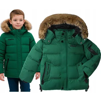 Zimní bunda zelená péřová velmi teplá syntetické peří KOŽEŠINA 10 140