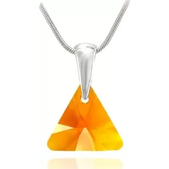 Náhrdelník Swarovski Elements Xilion Triangle krystal 12mm - Stříbrný náhrdelník (přívěsek + řetízek) visací oranžový trojúhelník 39174.2 Tangerine (oranžová)