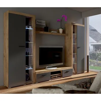 Obývací stěna Obývací stěna PUERTO XL dub lefkas/grafit