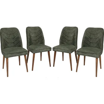 Jídelní židle Dallas 4 jídelní židle, ořech / tmavá zelená