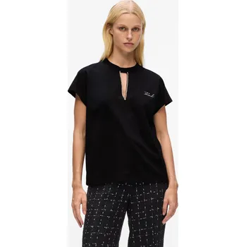 TRIČKO KARL LAGERFELD EMBELLISHED RELAXED T-SHIRT BLACK