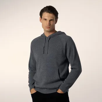 Pánský svetr Reserved - Vlněný svetr s kapucí - tmavě šedá - 458GQ-90M - 458GQ-90M-M