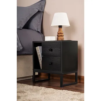 Noční stolek Glimmer noční stolek na nožičkách, černé dřevo / černá