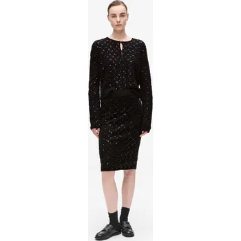 Dámská sukně SUKNĚ KARL LAGERFELD EMBELLISHED KNIT SKIRT BLACK