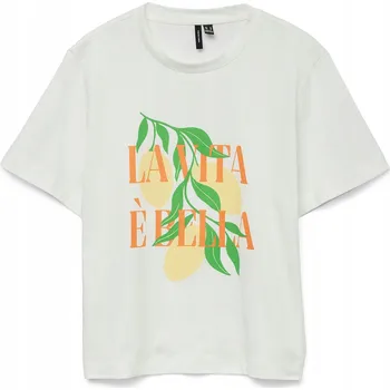 Dámské tričko Vero moda Dámské tričko VERO MODA-10327143 Snow White LA VITA Bílé