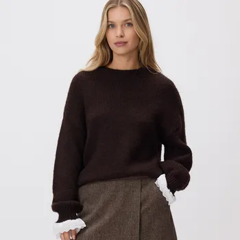 Dámský svetr Reserved - Svetr s příměsí vlny - tmavě hnědá - 549HH-89X - 549HH-89X-L