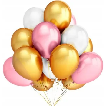 Balónek Metalické narozeninové balónky růžovo-zlaté a bílé, 30 cm, 100 ks