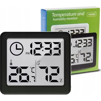 Meteostanice Teploměr/vlhkoměr s hodinami GreenBlue černý GB384B