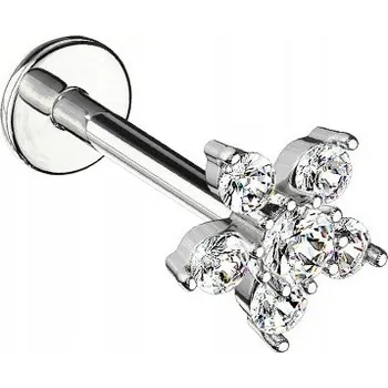 Vrták Labret s křišťálovou květinou - 1,2/8 stříbrný