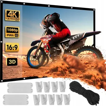 Projekční technika Přenosné projekční plátno 84 palců 16:9 4K HD 191x109 cm Maclean MC-980