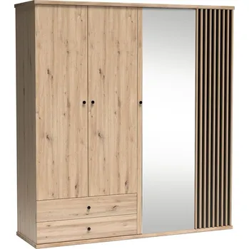 Šatní skříň Šatní skříň se zrcadlem 200, barva dub artisan/černá