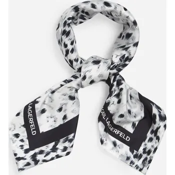 Šátek ŠÁTEK KARL LAGERFELD K/SIGNATURE LEOPARD SILK SCARF AOP KARL SNOW LEOPARD