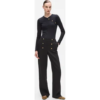 Dámské kalhoty KALHOTY KARL LAGERFELD RETRO TAILORED PANTS BLACK