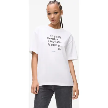 Dámské tričko TRIČKO KARL LAGERFELD JEANS KLJ RELAXED KARLISM TEE WHITE