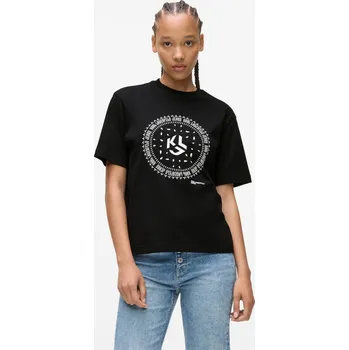 Dámské tričko TRIČKO KARL LAGERFELD JEANS KLJ REGULAR BANDANA TEE BLACK