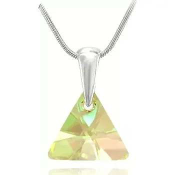 Náhrdelník Swarovski Elements Xilion Triangle krystal 12mm - Stříbrný náhrdelník (přívěsek + řetízek) visací zelený trojúhelník 39174.2 Luminous Green (zelená velmi světlá, žluto zelená)
