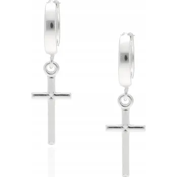 Náušnice Visací náušnice křížky na kroužcích kříže stříbro 925 s krabičkou