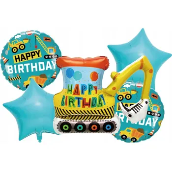 Balónek SADA BALÓNKŮ BAGR, hvězdičky, dekorace na narozeniny, 5 ks, HEL Jix