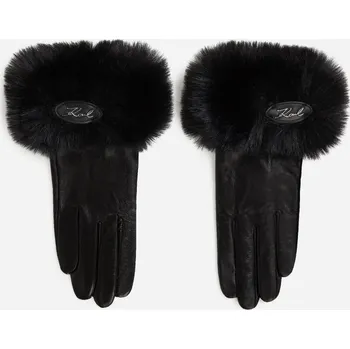 Rukavice RUKAVICE KARL LAGERFELD K/SIGNATURE FAUX FUR FF GLOVE BLACK