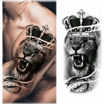 Odstranitelné tetování Smyvatelné dočasné tetování - Zuřivý lev / Král / Hodiny