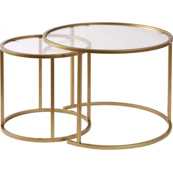 Konferenční stolek Aurum sada kulatých konferenčních stolků, zlatá / transparent