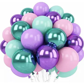 Balónek LATEXOVÉ BALÓNKY SADA MOŘSKÁ PANNA FIALOVÉ ZELENÉ chrom dekorace 25ks