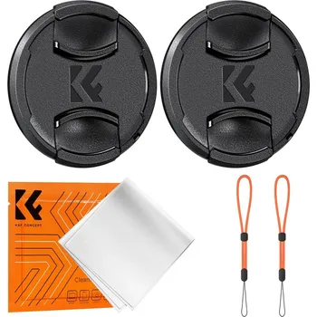K&F 49MM Lens Caps Kit with K&F LOGO Caps*2+Anti-lost rope*2+vacuum cleaning cloth*1