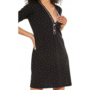 Dámská noční košile Noční košile Cornette 485/296 Be Happy, 2 vel. M (38), puntíkovaná, černá