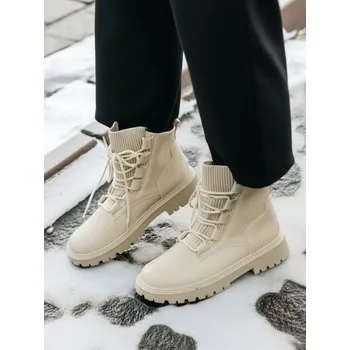 Dámská zimní obuv Sinsay - Kotníkové boty z umělé kůže - béžová - 180FW-08X - 180FW-08X-41