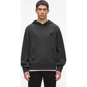 Pánský svetr SVETR KARL LAGERFELD KAMEO KNITTED HOODIE MEDIUM GREY MELANGE