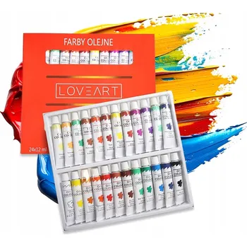 Olejová barva Olejové barvy 24x12 ml LOVEART sada olejových barev 24 barev v tubách