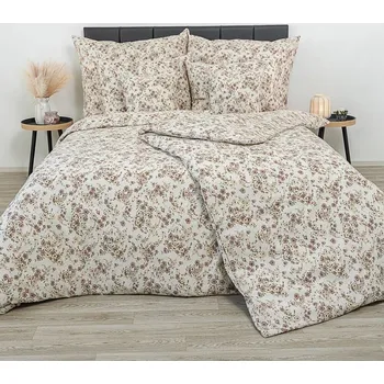 Povlečení Kvalitex Krepové povlečení Kvítí béžové Velikost: jednolůžko 140x200 + 70x90 cm