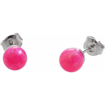 Náušnice JSB bijoux s.r.o. Stříbrné náušnice puzety opálová kulička Fuchsia (Stříbro 925/1000)