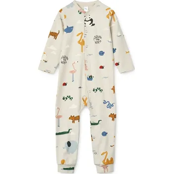 Kojenecký overall Dětský overal Liewood Birk Printed Pyjamas Jumpsuit béžová barva, LW20677 LW20677.9BYA 08X, vel. 50-56