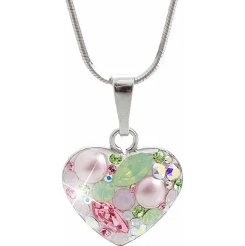 Náhrdelník JSB bijoux s.r.o. Stříbrný náhrdelník s přívěskem srdce a krystaly Swarovski Multi střední (Stříbro 925/1000)